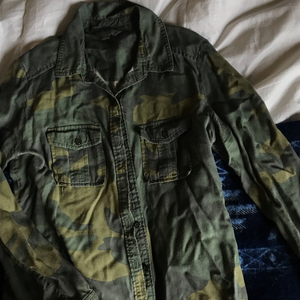 Rubbish Camo Long sleeve Button Up blouse
